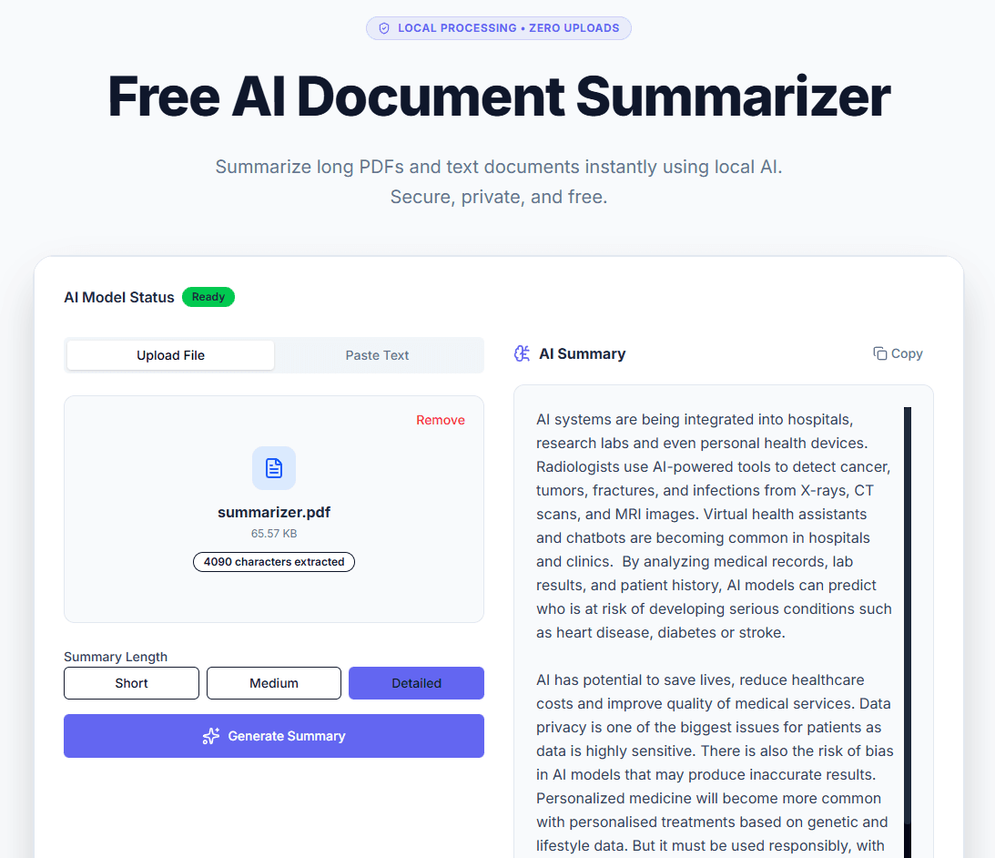 AI Document Summarizer UI