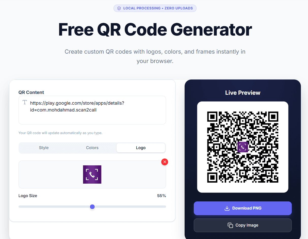 QR Code Generator UI
