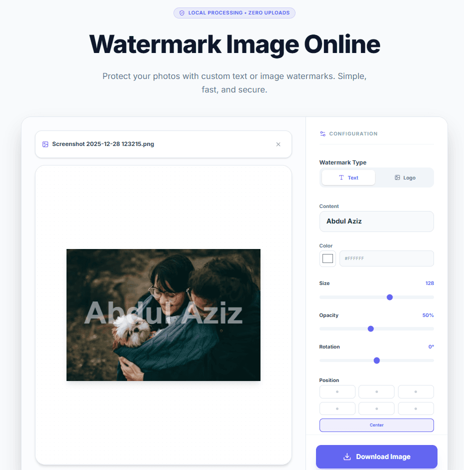 Watermark Image Online UI